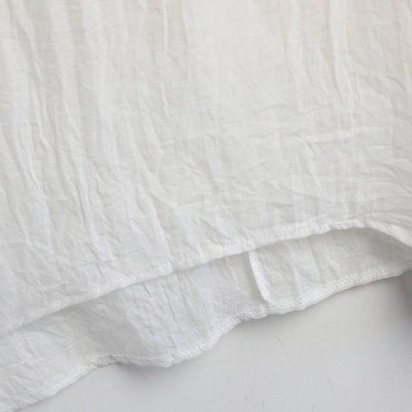 White lagenlook women loose fit top oversized tee S Misslook gauzy cotton sheer - Picture 8 of 10